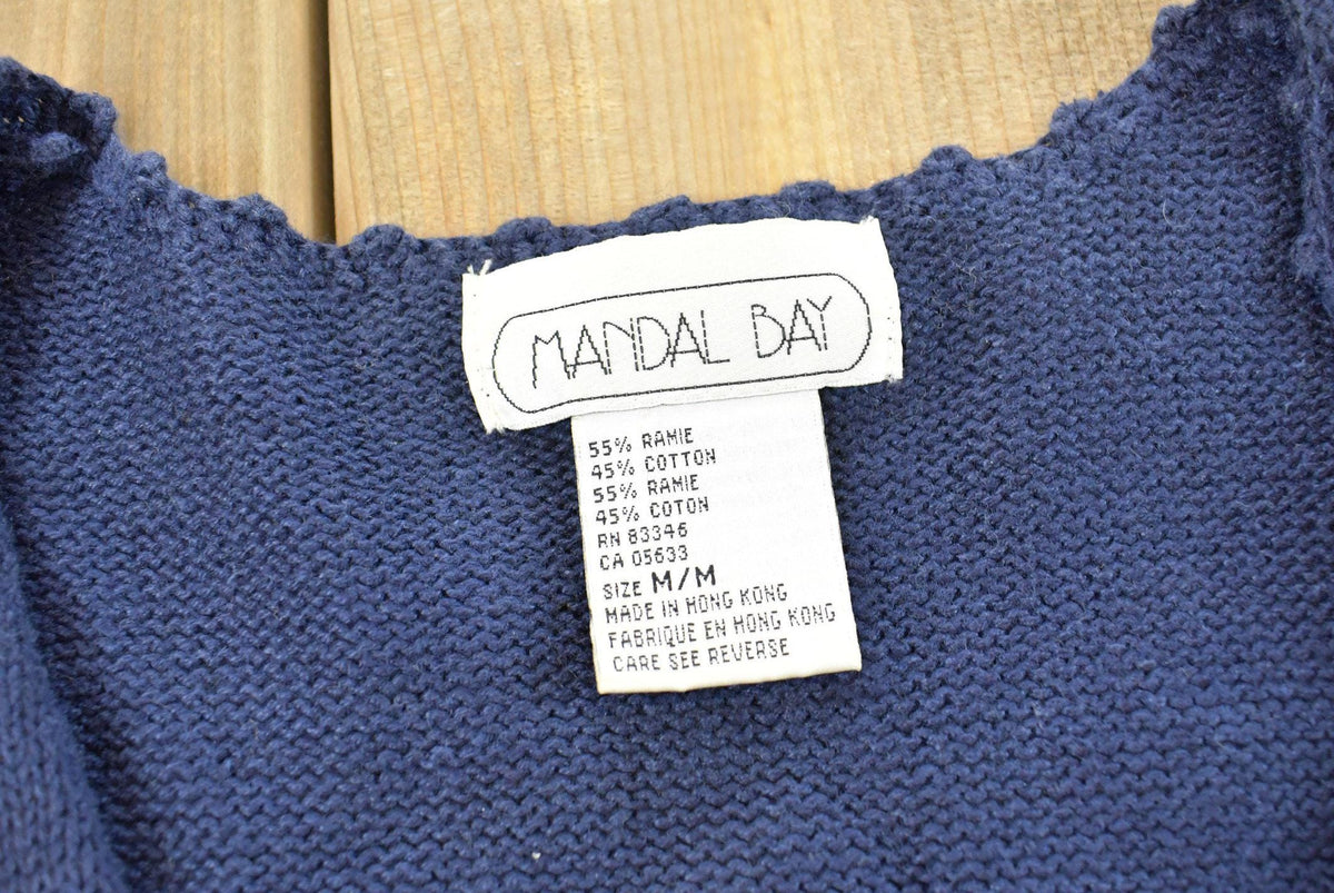 Vintage 1990s Mandal Bay Fish Theme Knit Cardigan Vest Women's from propervintagecanada