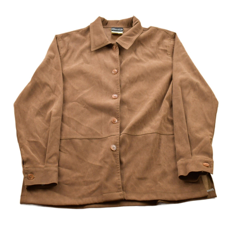 Vintage 1990s Mandee Blank Brown Button Up Shirt Men's Small from propervintagecanada