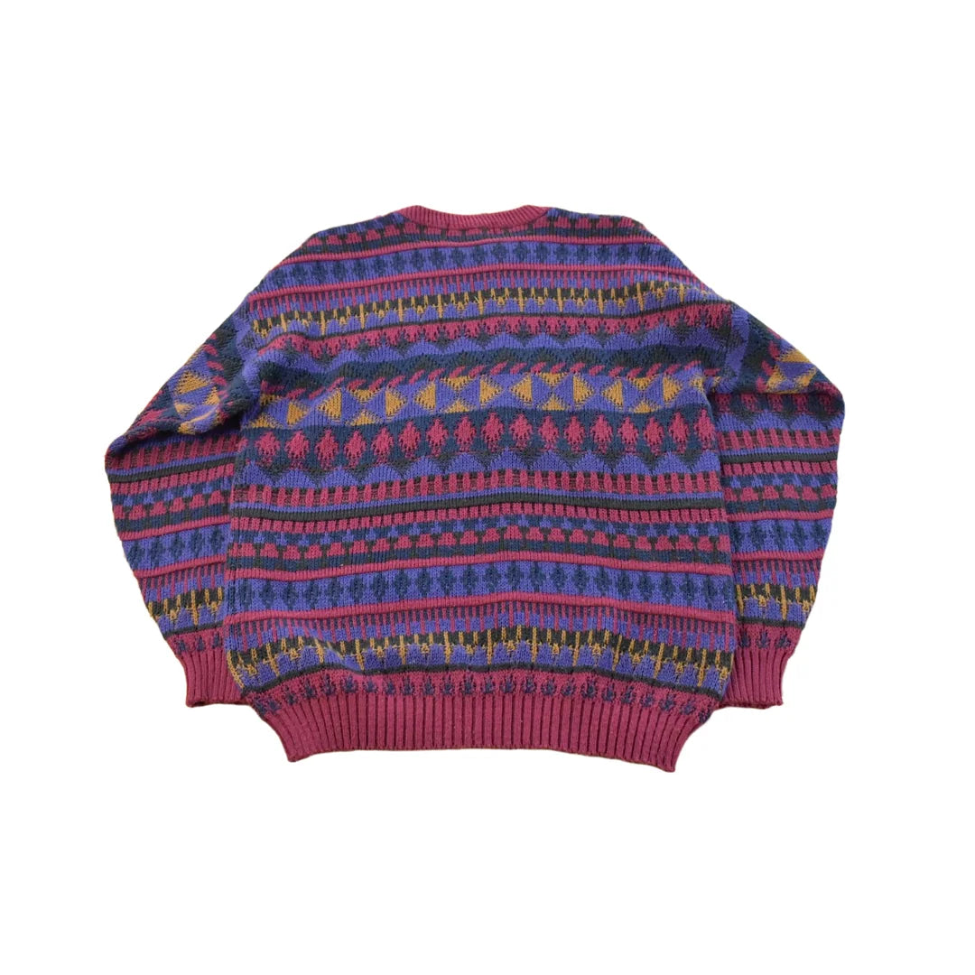 Vintage 1990s Mantogne Knit Crewneck Sweater Men's Large from propervintagecanada