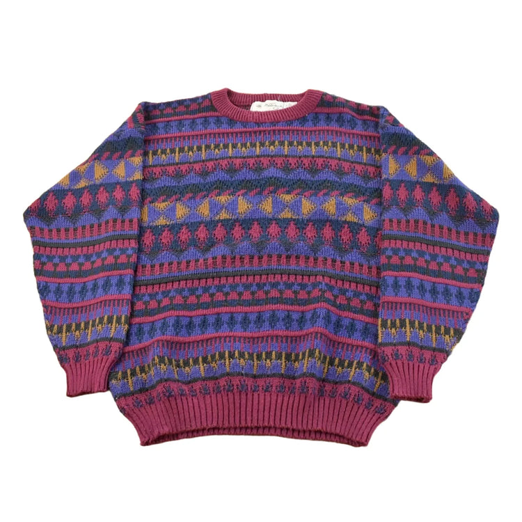 Vintage 1990s Mantogne Knit Crewneck Sweater Men's Large from propervintagecanada