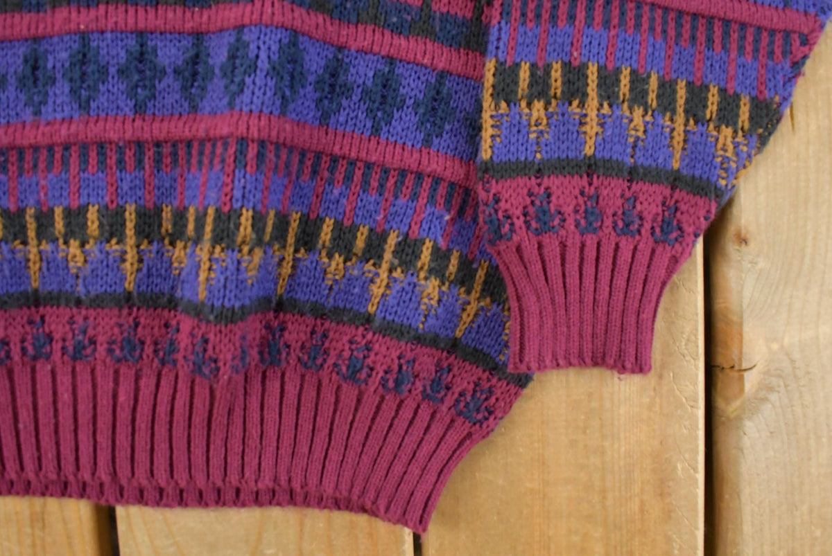 Vintage 1990s Mantogne Knit Crewneck Sweater Men's Large from propervintagecanada