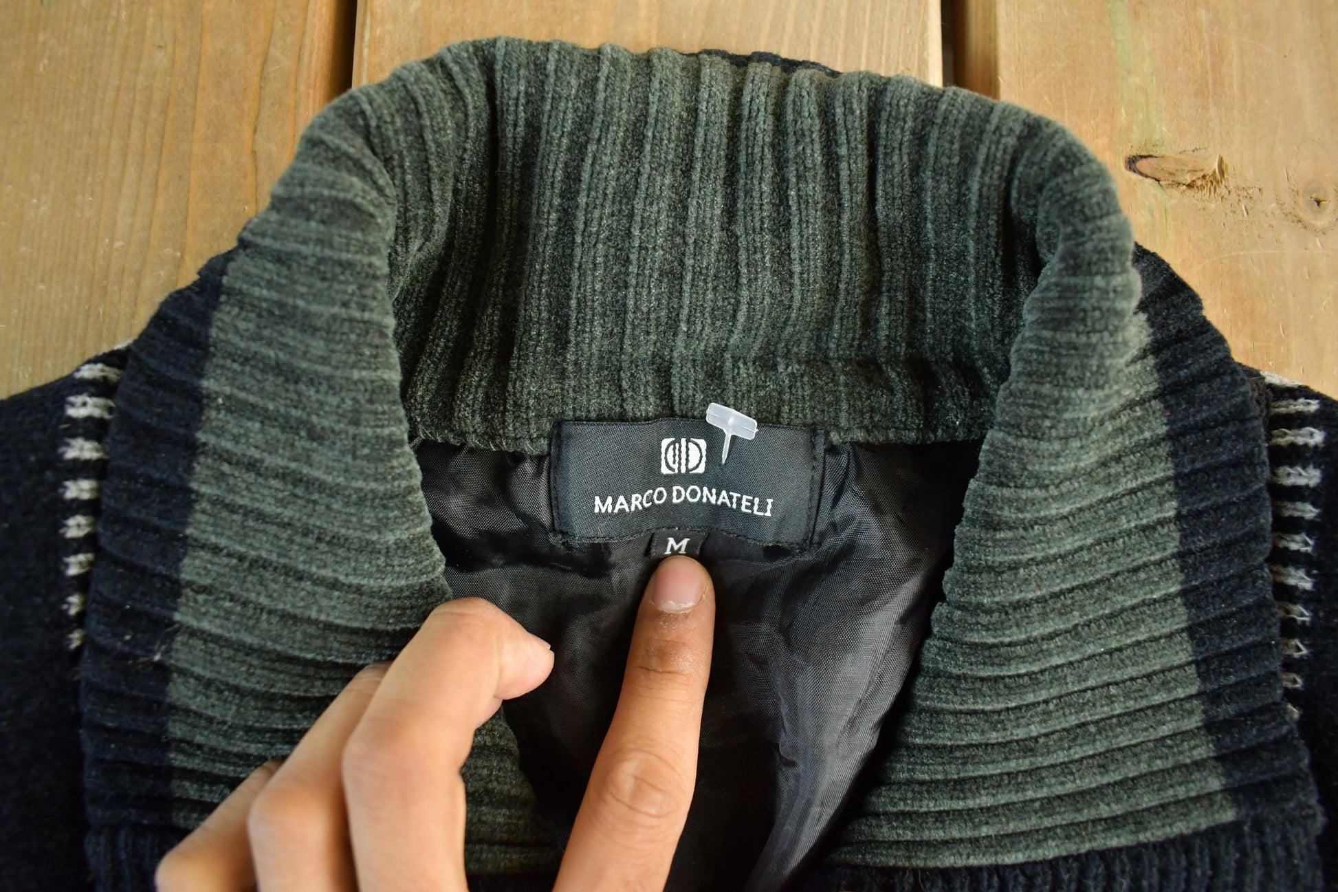 Vintage 1990s Marco Donatelli Knit Zip Up Sweater Jacket Men's Medium from propervintagecanada