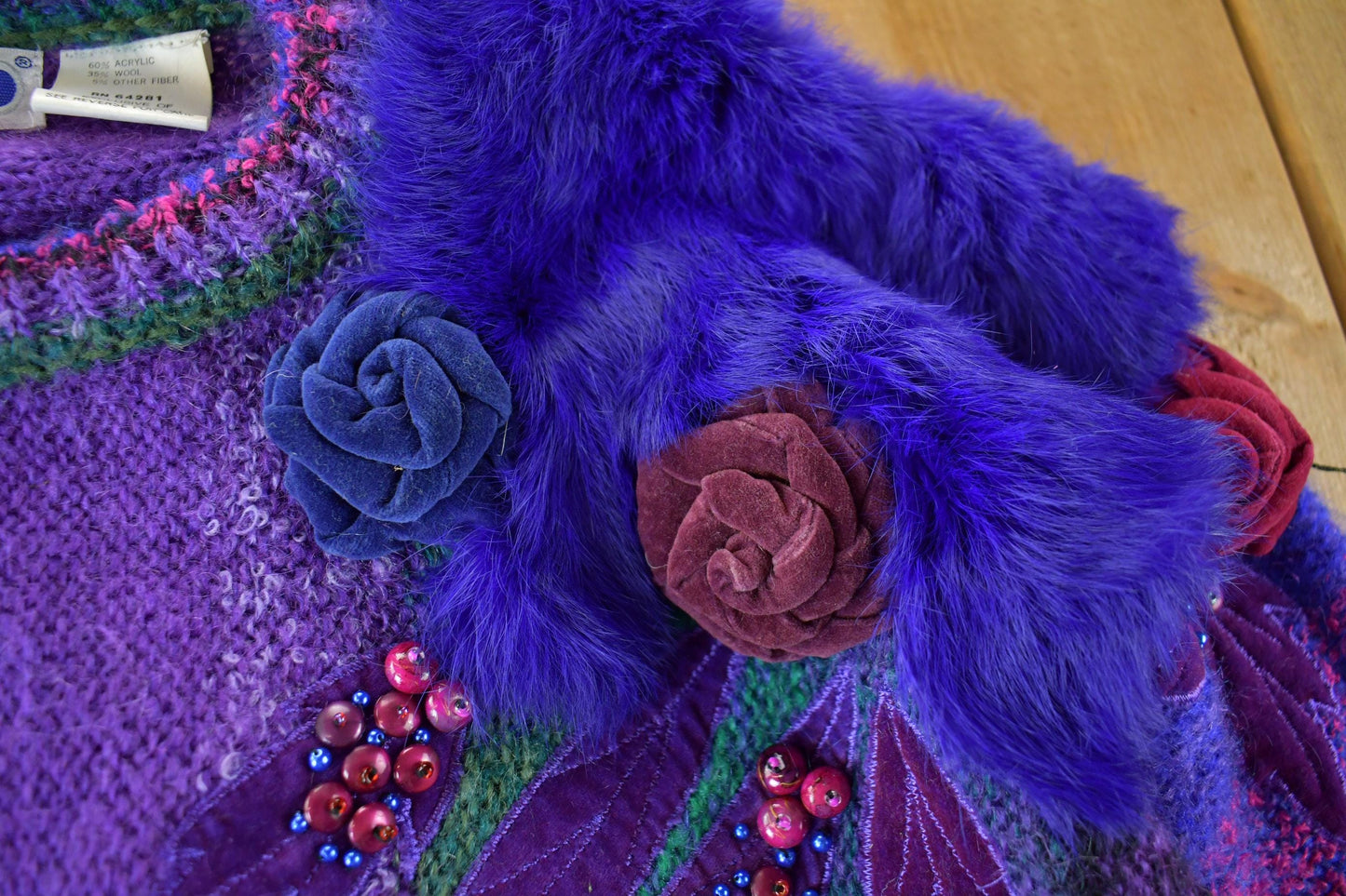 Vintage 1990s Mariea Kim Knit Abstract Pattern Crewneck Sweater Women's Medium from propervintagecanada