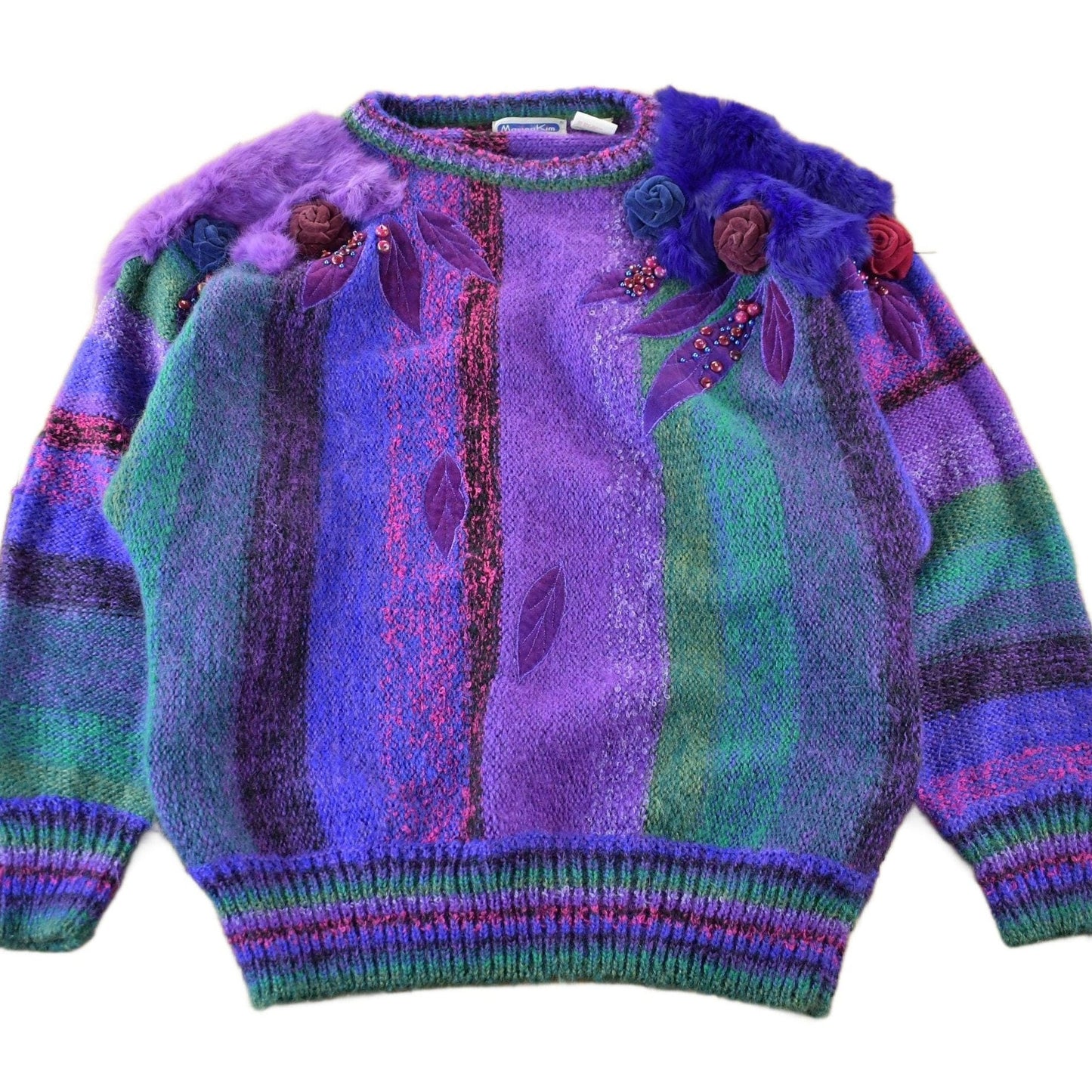 Vintage 1990s Mariea Kim Knit Abstract Pattern Crewneck Sweater Women's Medium from propervintagecanada