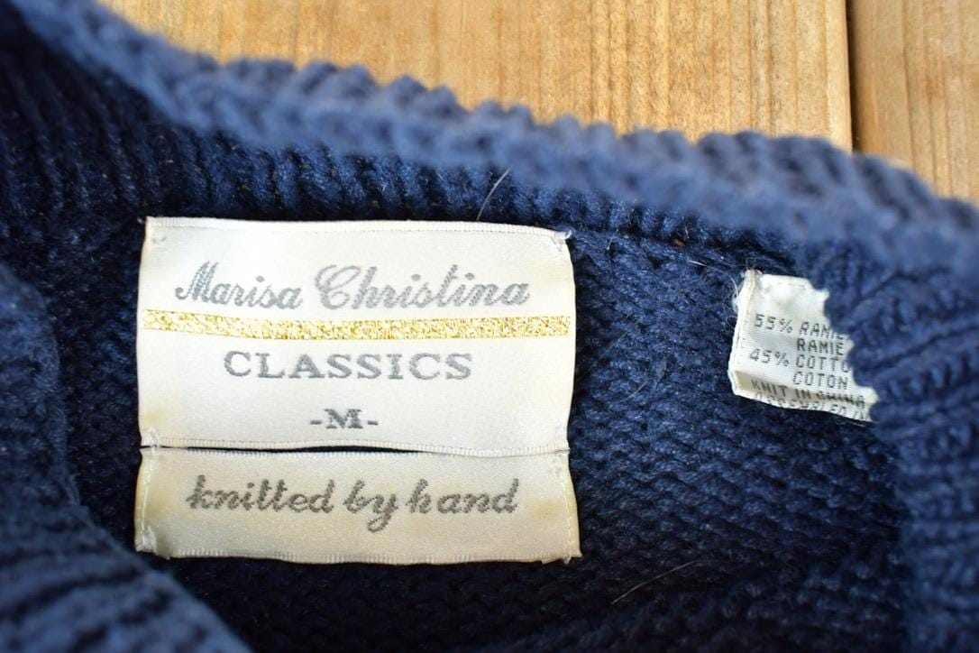 Vintage 1990s Marissa Christina Hand Knit Horse Racing Crewneck Sweater Mens S from propervintagecanada