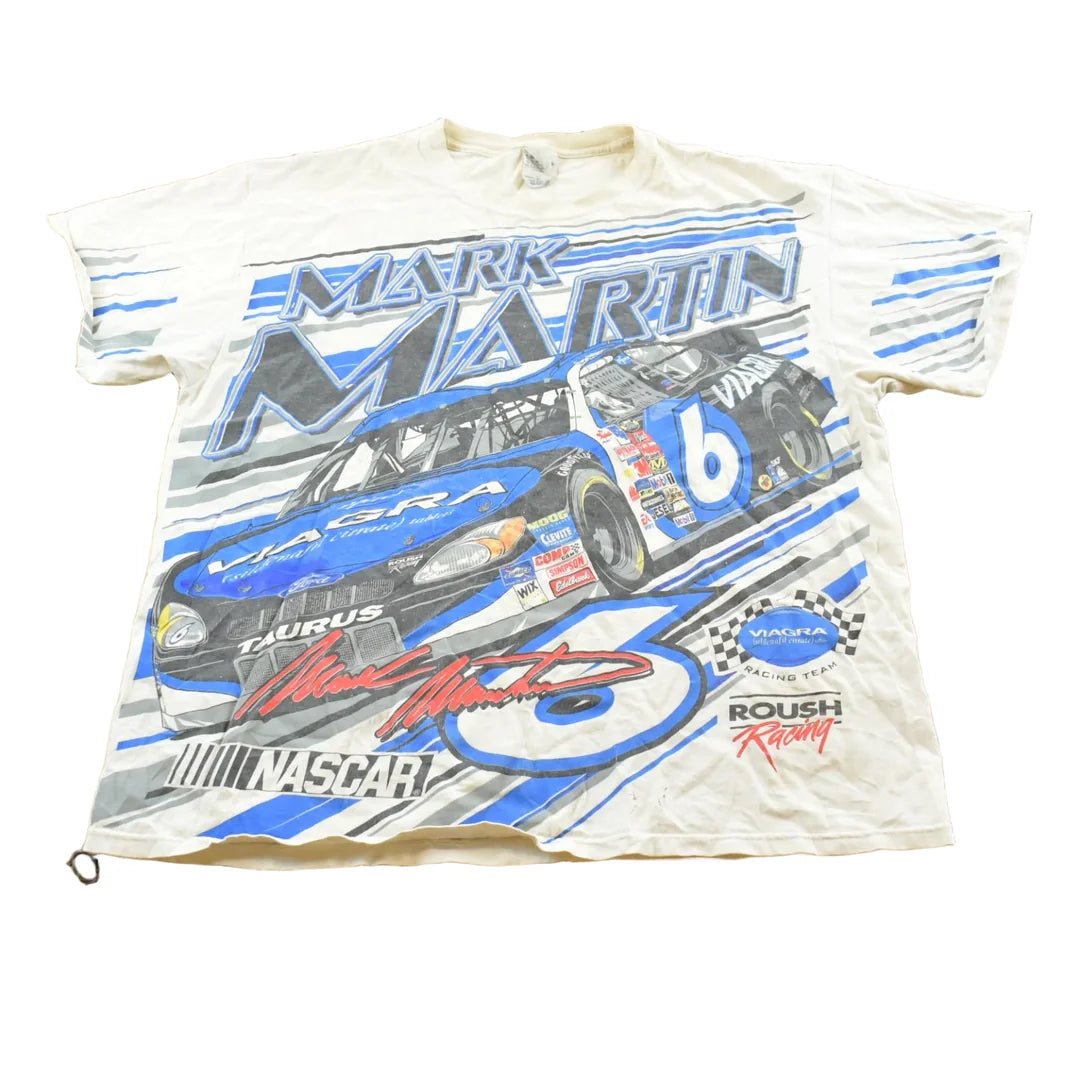 Vintage 1990s Mark Martin Viagra Nascar Racing Graphic T-Shirt Mens XL from propervintagecanada