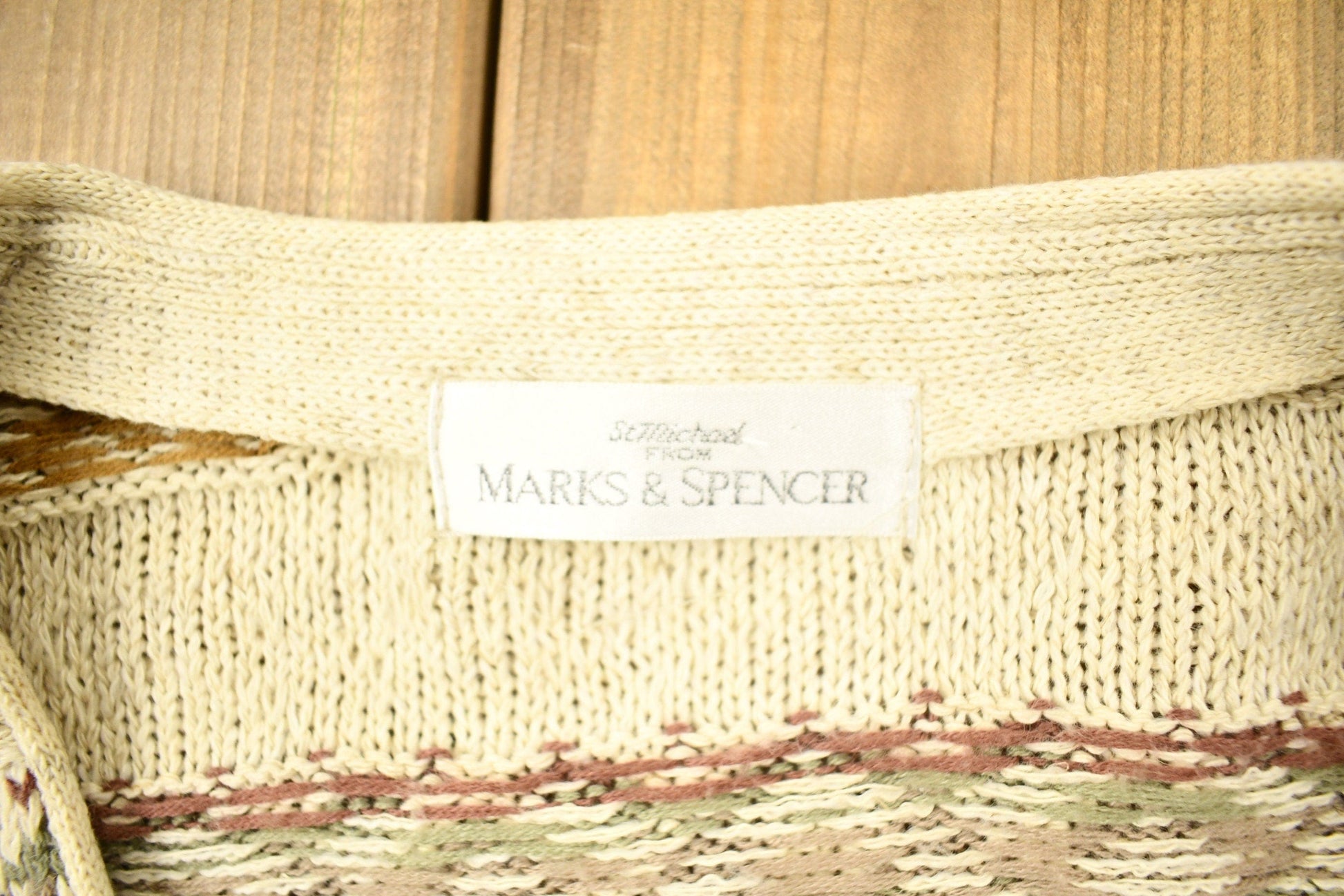 Vintage 1990s Marks & Spencer Knitted Paisley Sweater Men's Small from propervintagecanada