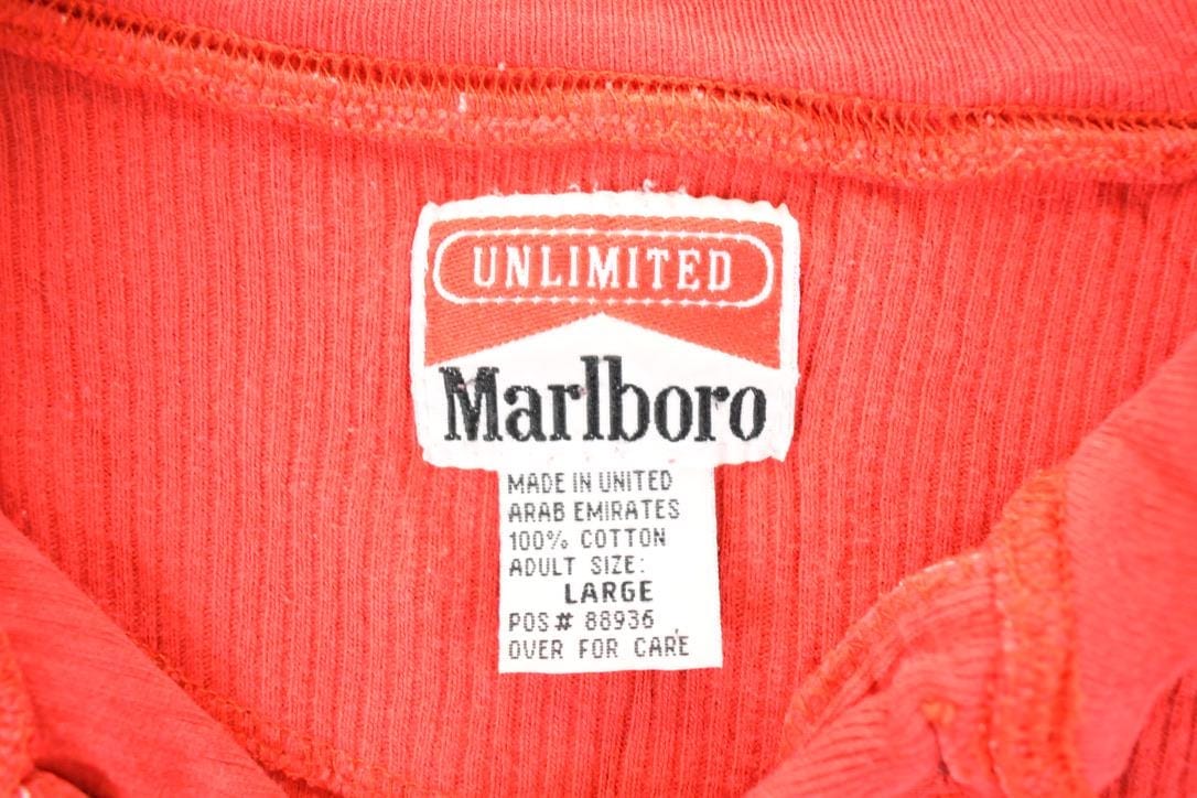 Vintage 1990s Marlboro Unlimited Thermal Quarter Button Crewneck Sweatshirt Men's L from propervintagecanada