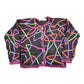 Vintage 1990s Marmie West Neon Abstract Pattern Knit Cardigan Sweater Men's Small from propervintagecanada