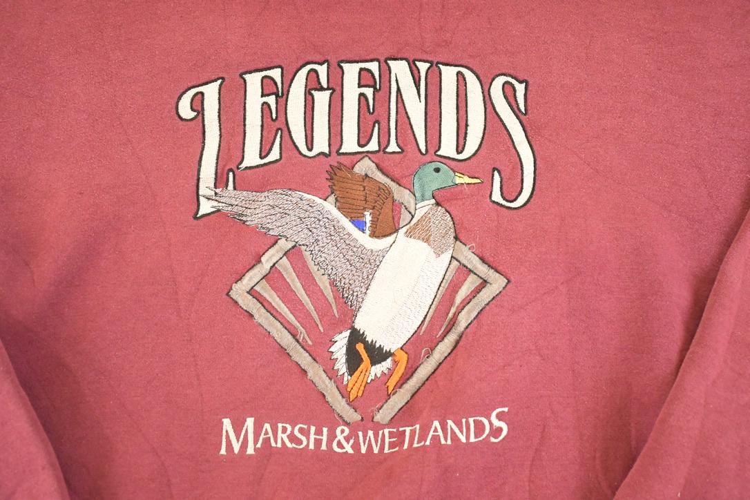 Vintage 1990s Marsh And Wetlands Legends Mallard Duck Souvenir Crewneck Sweatshirt Mens XL from propervintagecanada