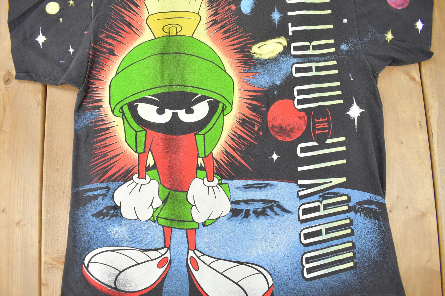 Vintage 1990s Marvin The Martian Looney Tunes All Over Print Cartoon T-Shirt Men's Large from propervintagecanada