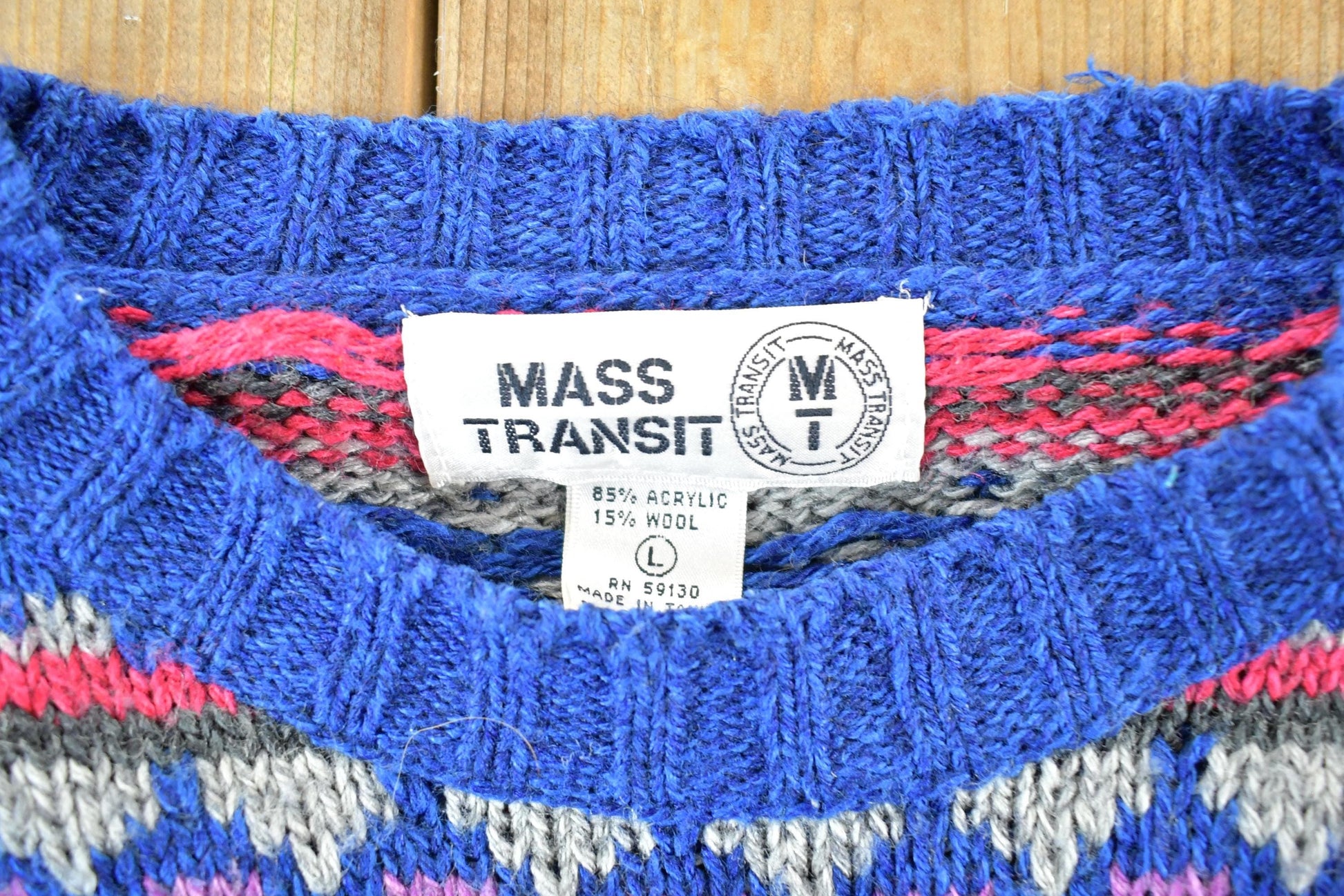 Vintage 1990s Mass Transit Wool Knit Sweater Mens L from propervintagecanada