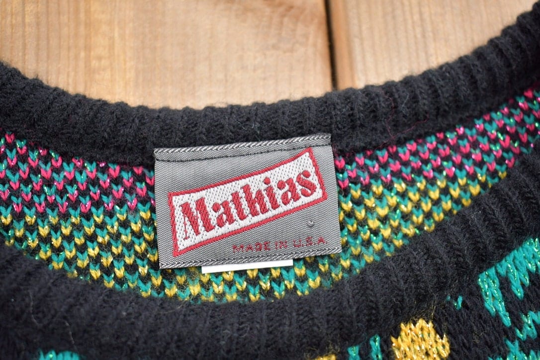 Vintage 1990s Mathias Knitted Floral Crewneck Sweater Men's Small from propervintagecanada