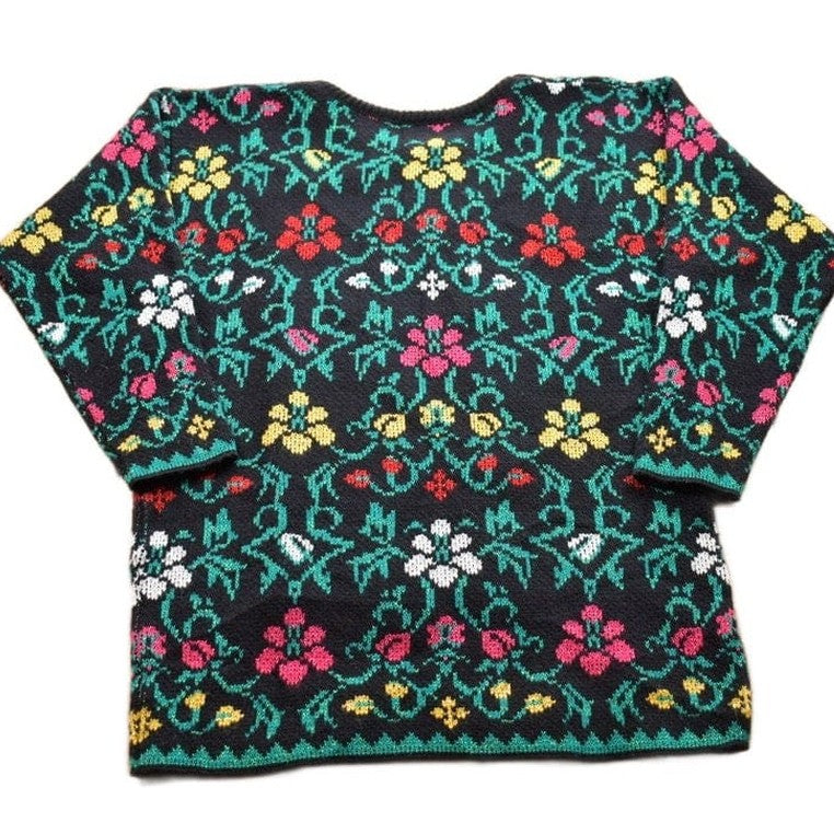 Vintage 1990s Mathias Knitted Floral Crewneck Sweater Men's Small from propervintagecanada
