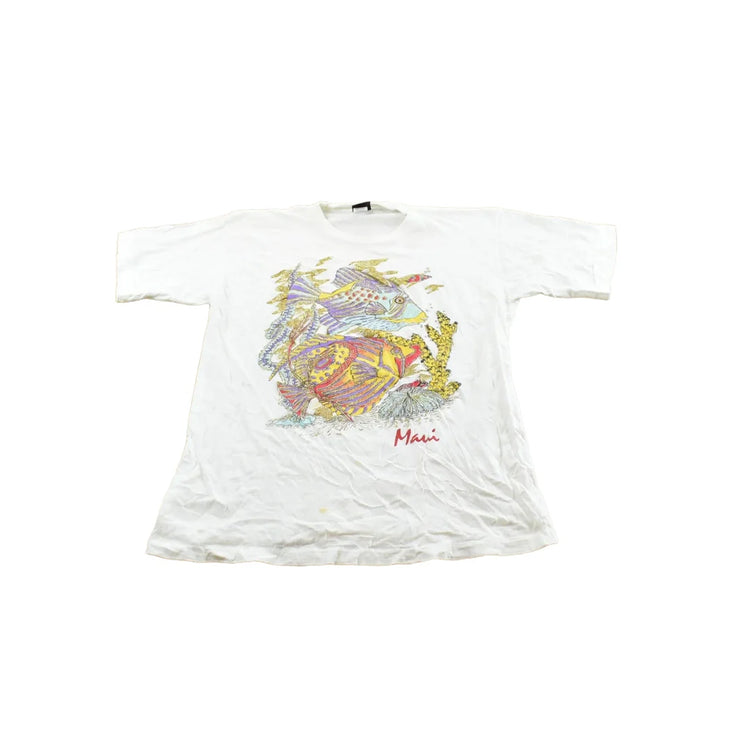 Vintage 1990s Maui Hawaii Diamond Dust Fish Graphic T-Shirt Men's L from propervintagecanada