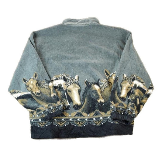 Vintage 1990s Mazmania Wild Horses AOP Fleece Sweater Men's 2XL from propervintagecanada