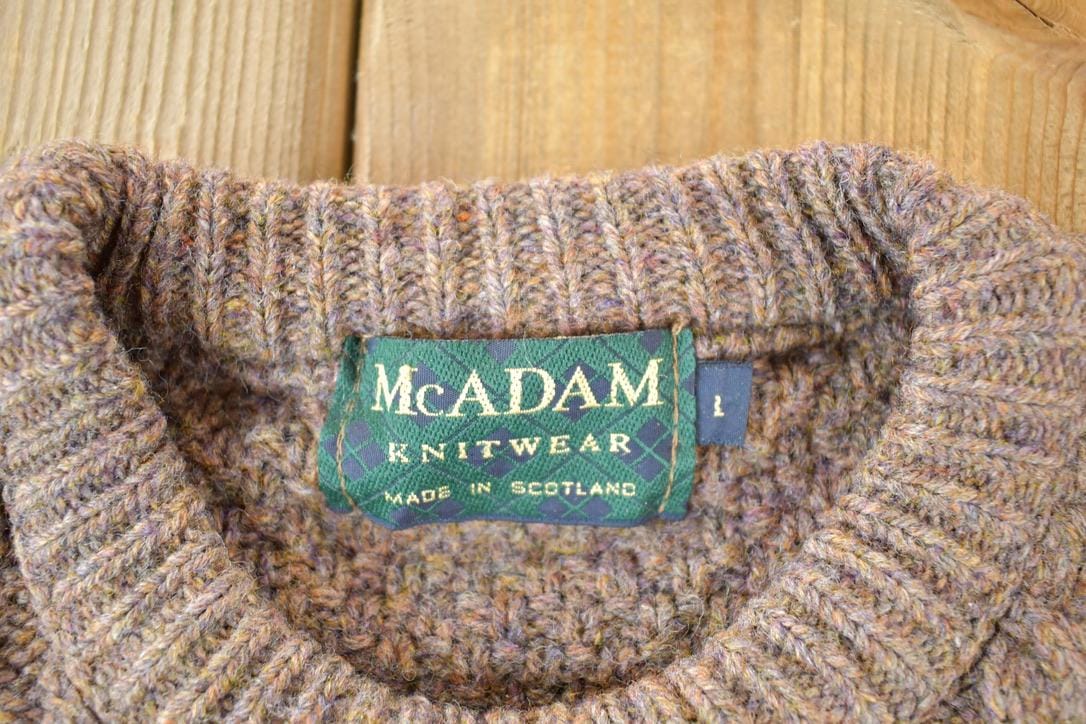 Vintage 1990s Mcadam Knit Wear Abstract Pattern Crewneck Sweater Made In Scotland Men's Large from propervintagecanada