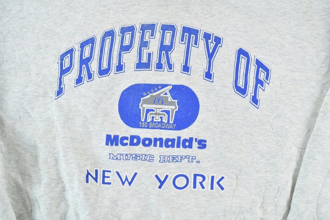 Vintage 1990s Mcdonalds Music Department New York Crewneck Sweatshirt Made In USA Men's XL from propervintagecanada