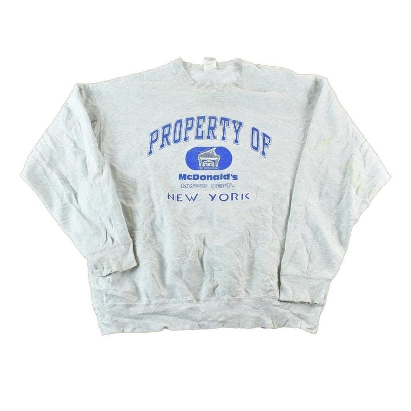 Vintage 1990s Mcdonalds Music Department New York Crewneck Sweatshirt Made In USA Men's XL from propervintagecanada