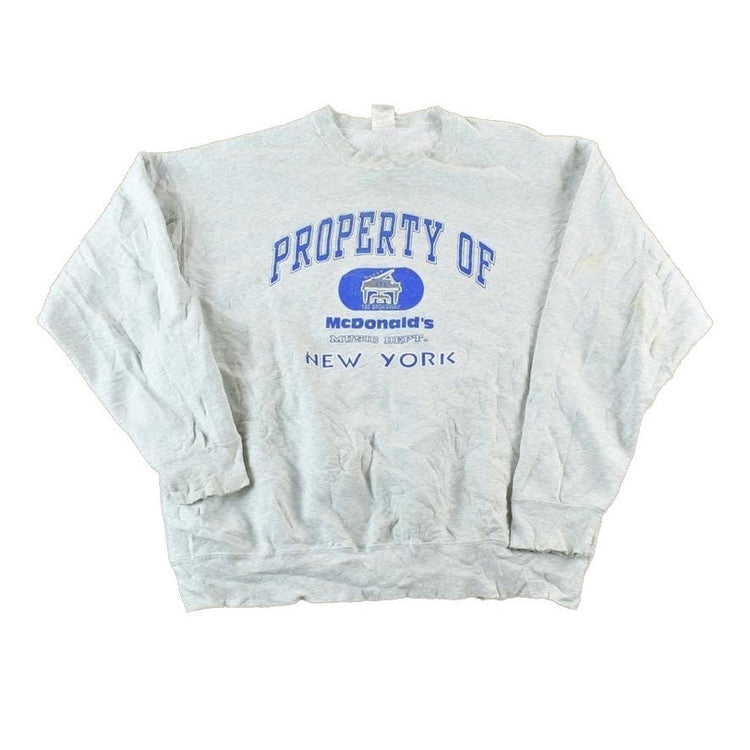 Vintage 1990s Mcdonalds Music Department New York Crewneck Sweatshirt Made In USA Men's XL from propervintagecanada