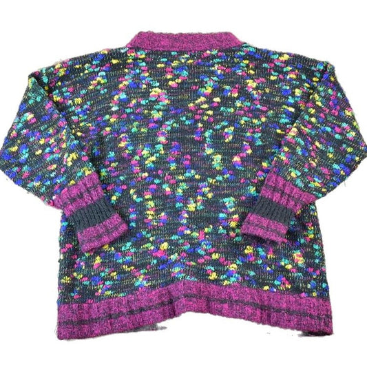 Vintage 1990s Me Neon Heavy Knit Abstract Pattern Crewneck Sweater Made InMen's Large from propervintagecanada