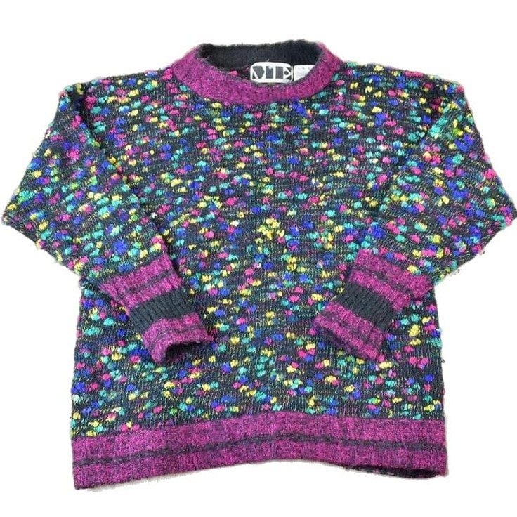 Vintage 1990s Me Neon Heavy Knit Abstract Pattern Crewneck Sweater Made InMen's Large from propervintagecanada