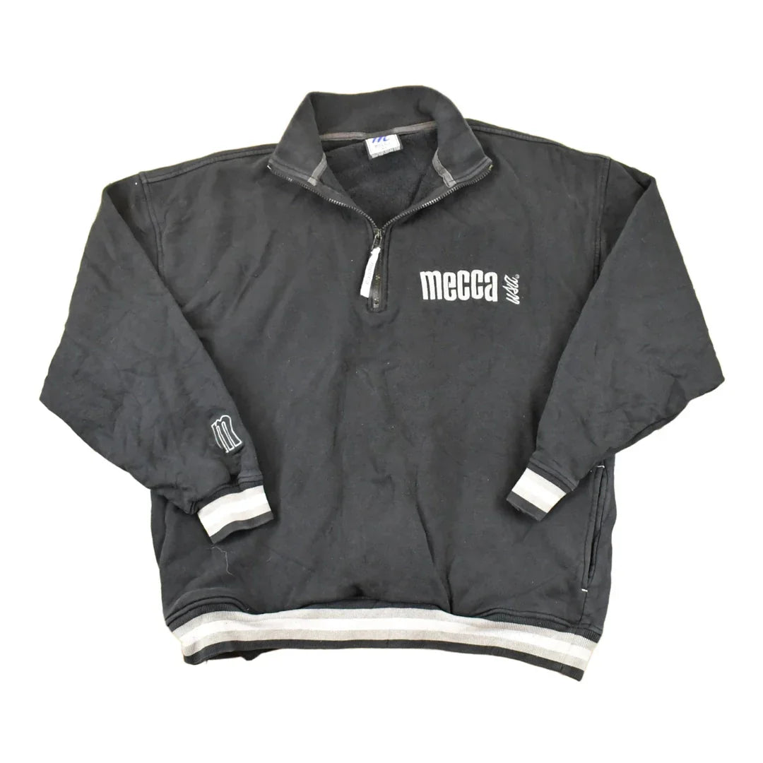 Vintage 1990s Mecca Embroidered Quarter Zip Hip Hop Sweatshirt Mens L from propervintagecanada