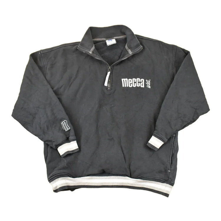 Vintage 1990s Mecca Embroidered Quarter Zip Hip Hop Sweatshirt Mens L from propervintagecanada