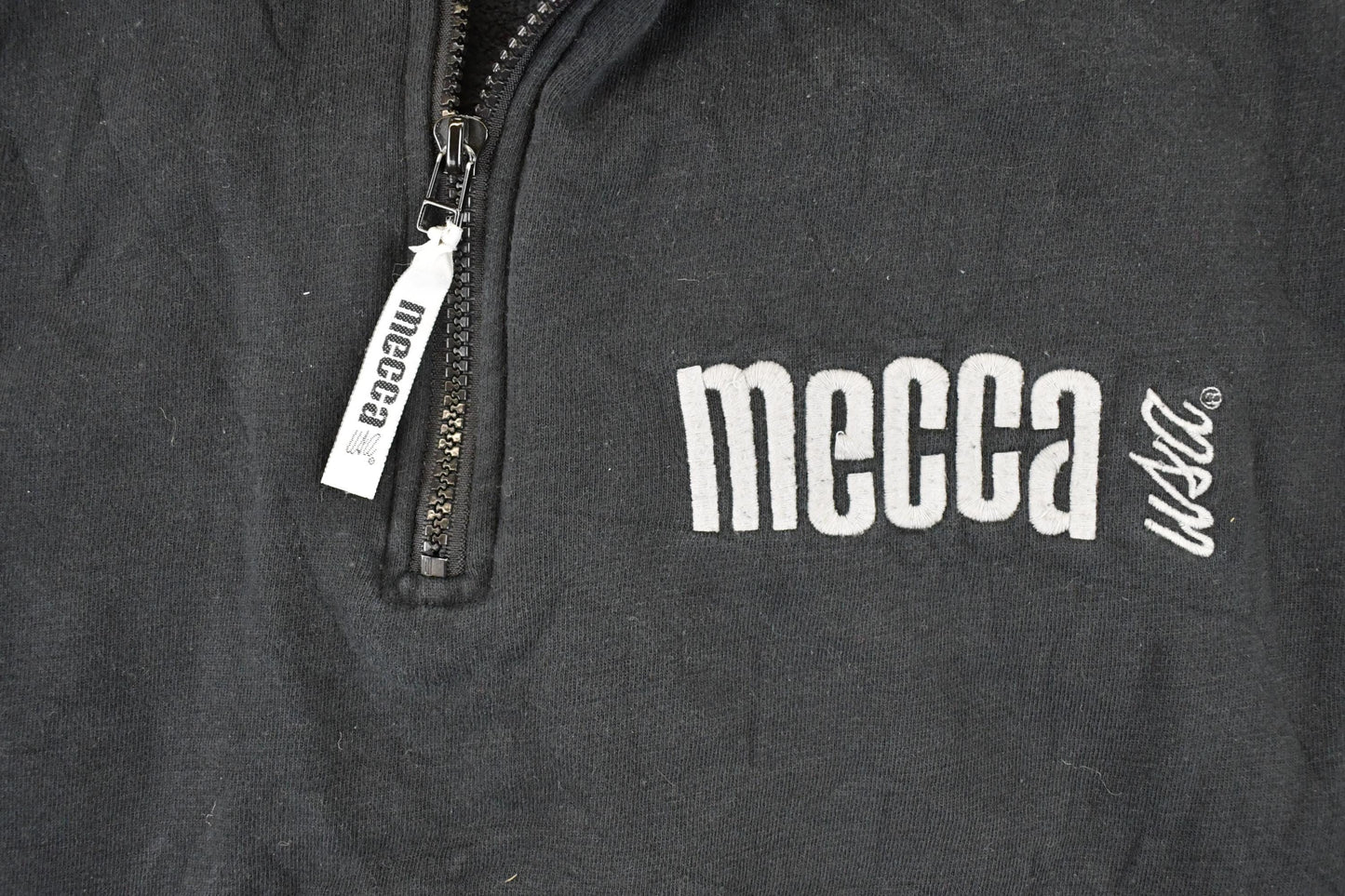 Vintage 1990s Mecca Embroidered Quarter Zip Hip Hop Sweatshirt Mens L from propervintagecanada