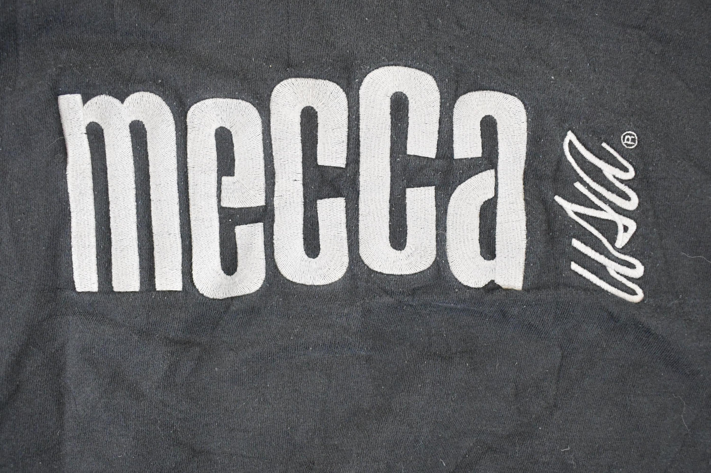 Vintage 1990s Mecca Embroidered Quarter Zip Hip Hop Sweatshirt Mens L from propervintagecanada