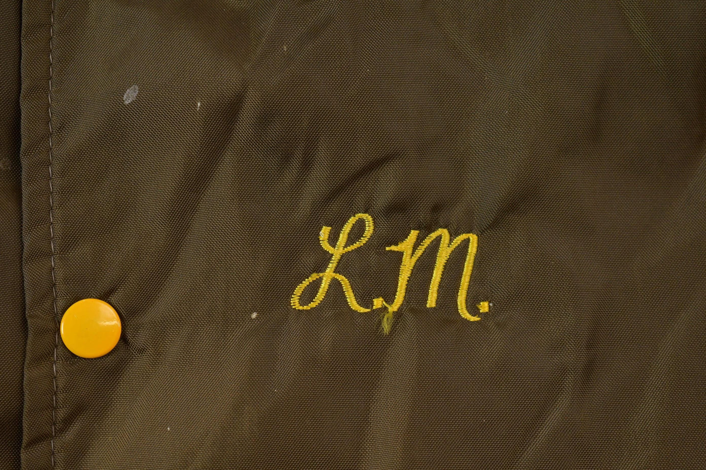 Vintage 1990s Mechanical Drafting Embroidered Snap Button Satin Jacket Men's L from propervintagecanada