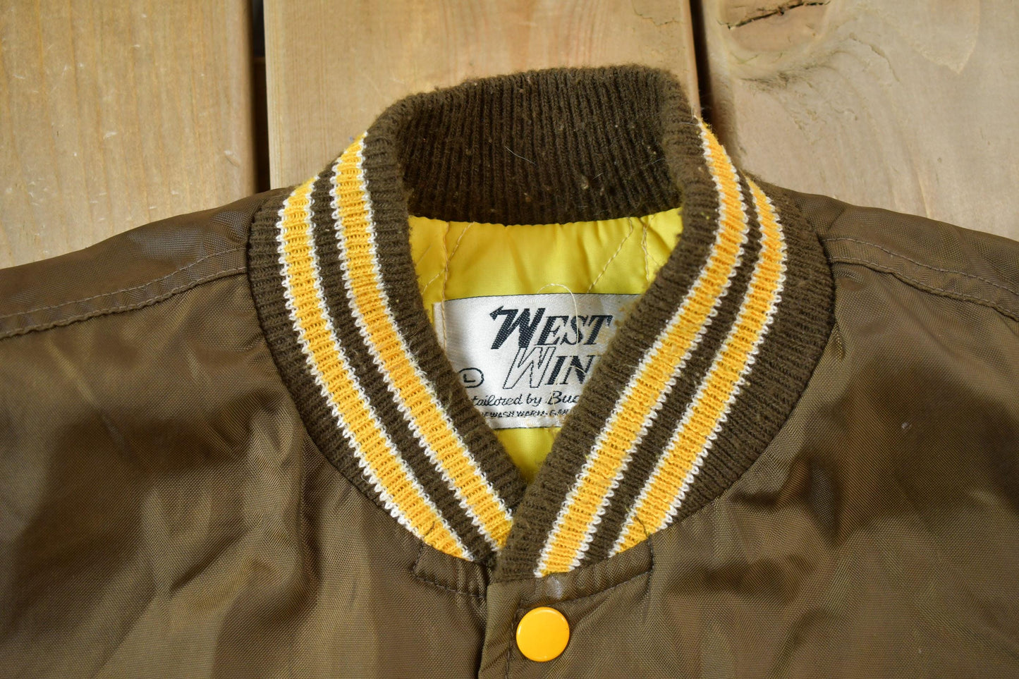 Vintage 1990s Mechanical Drafting Embroidered Snap Button Satin Jacket Men's L from propervintagecanada