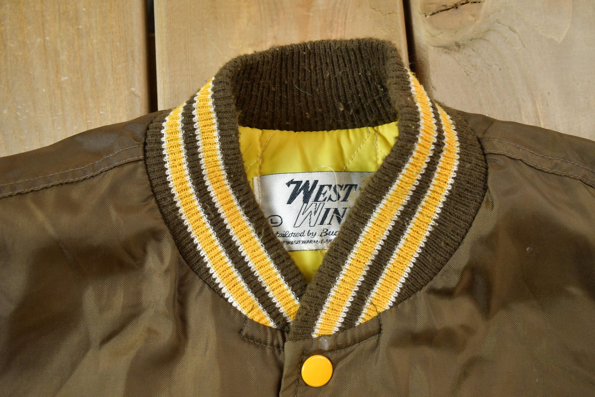 Vintage 1990s Mechanical Drafting Embroidered Snap Button Satin Jacket Men's L from propervintagecanada