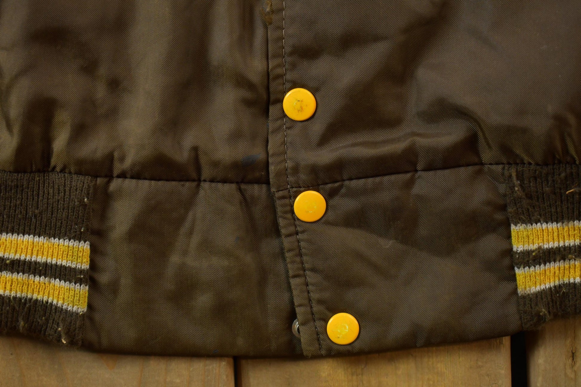 Vintage 1990s Mechanical Drafting Embroidered Snap Button Satin Jacket Men's L from propervintagecanada