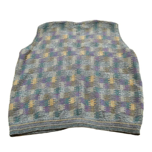 Vintage 1990s Megalos Patterned Knit Button Up Sweater Vest Men's XL from propervintagecanada