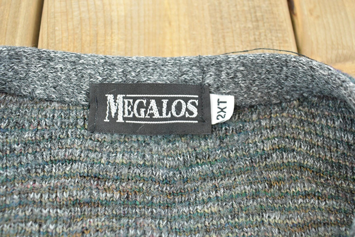Vintage 1990s Megalos Patterned Knit Button Up Sweater Vest Men's XL from propervintagecanada