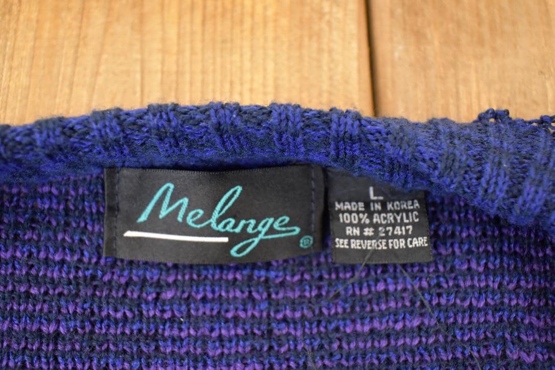 Vintage 1990s Melange Abstract Knit Cardigan Sweater Women's XL from propervintagecanada