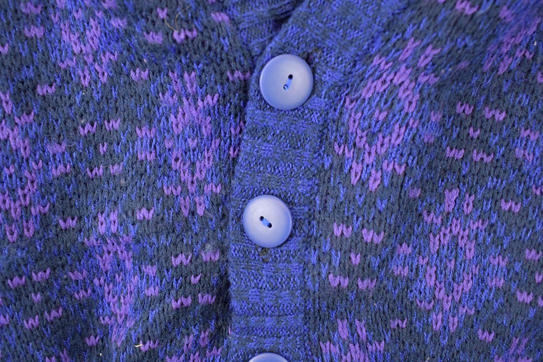 Vintage 1990s Melange Abstract Knit Cardigan Sweater Women's XL from propervintagecanada