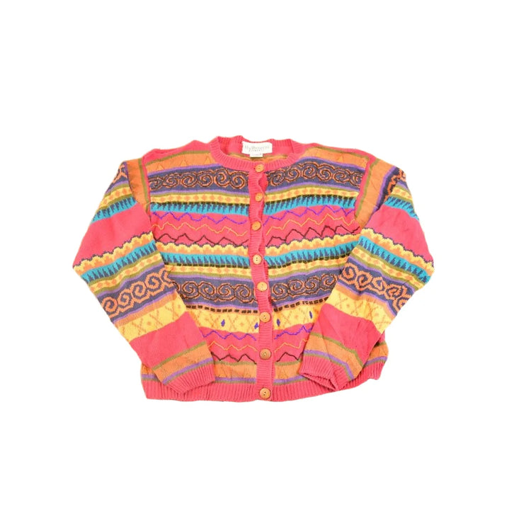 Vintage 1990s Melbourne Elements Abstract Button Up Knit Sweater Women's S from propervintagecanada