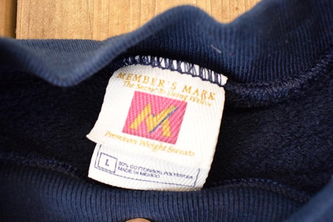 Vintage 1990s Members Mark Blank Navy Crewneck Sweatshirt Mens L from propervintagecanada