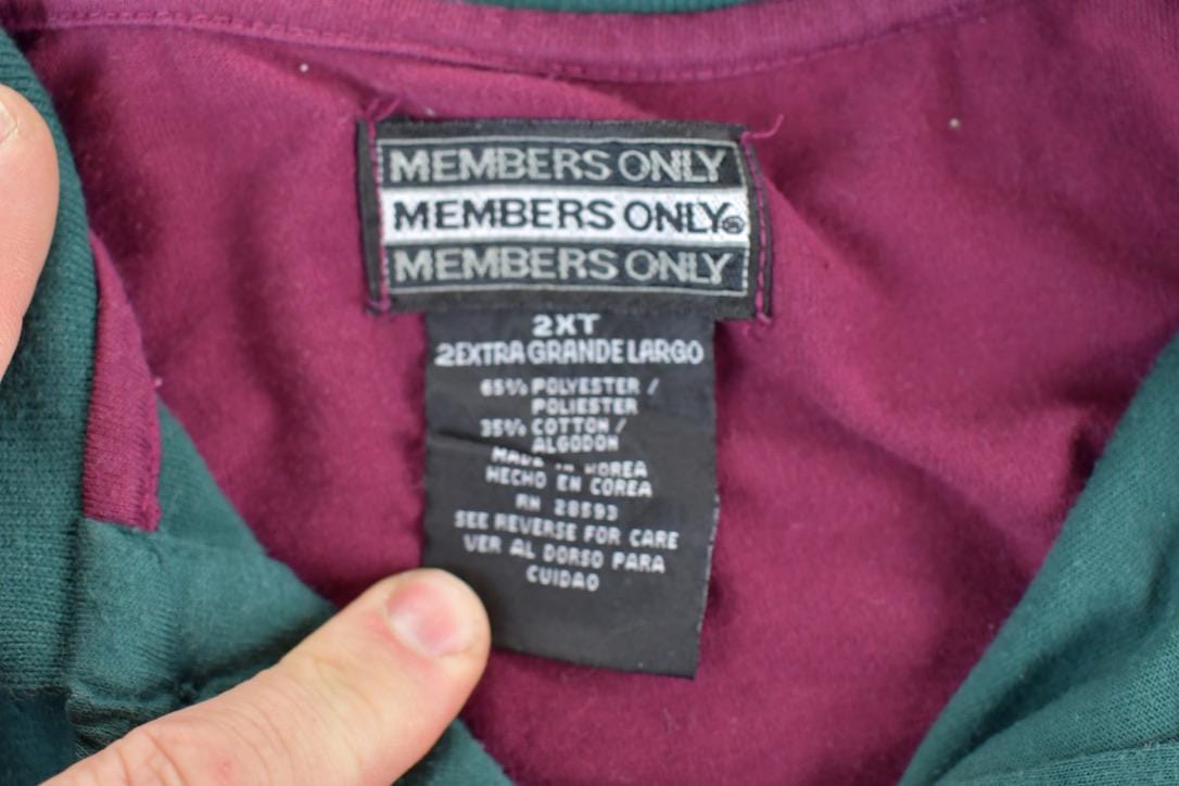 Vintage 1990s Members Only Colour Block Quarter Button Collared Sweatshirt Men's XL from propervintagecanada
