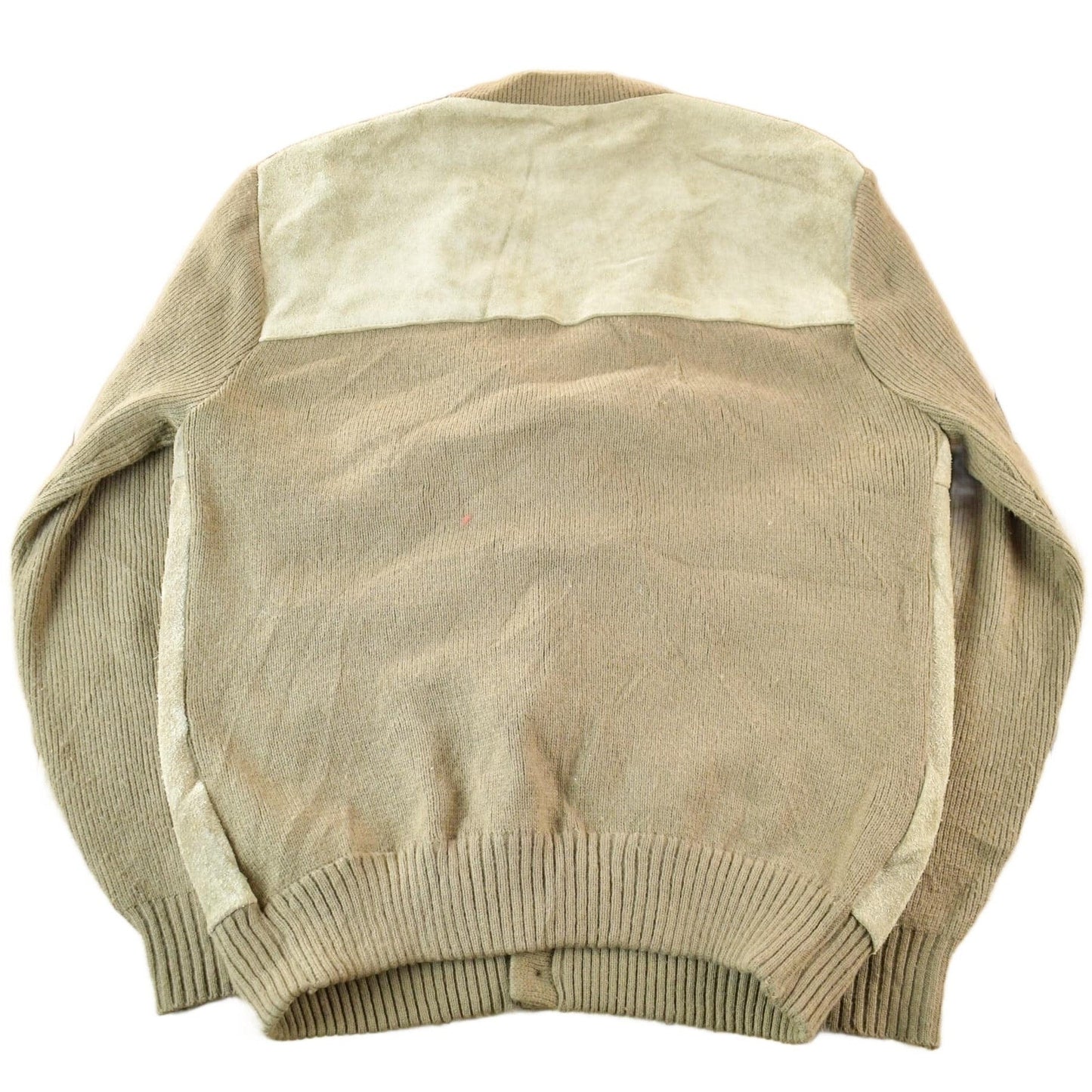 Vintage 1990s Mervyn's Suede Leather Knit Cardigan Sweater Men's Large from propervintagecanada