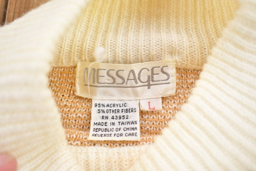 Vintage 1990s Messages Knitted Turtleneck Sweater Men's MMen's Medium from propervintagecanada