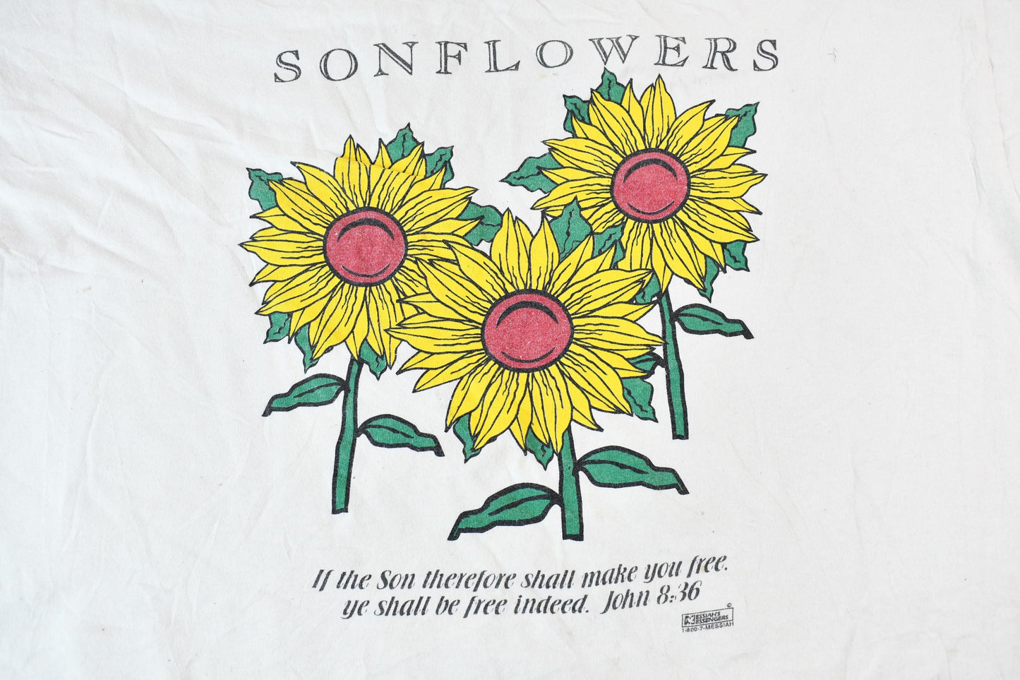 Vintage 1990s Messiahs Messengers Sonflowers Single Stitch Sunflower Graphic T-Shirt Men's Large from propervintagecanada