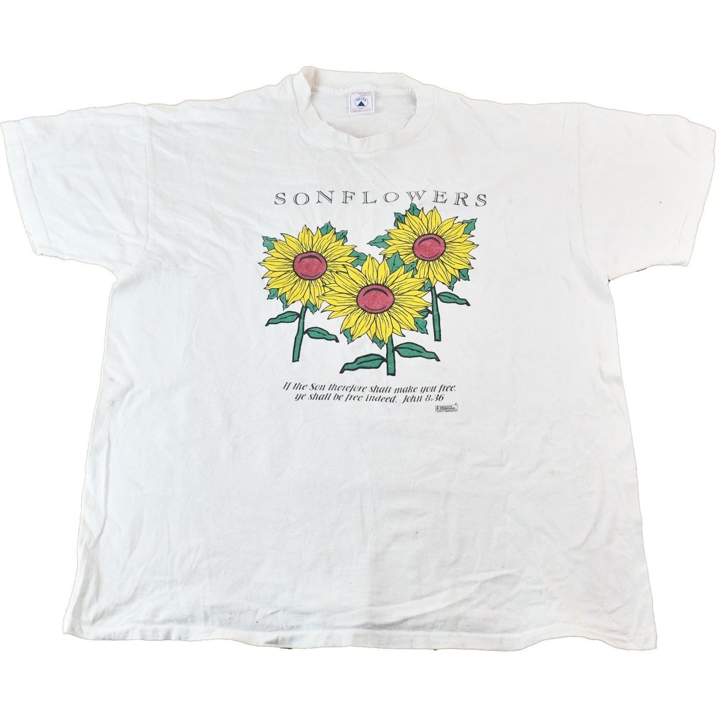 Vintage 1990s Messiahs Messengers Sonflowers Single Stitch Sunflower Graphic T-Shirt Men's Large from propervintagecanada