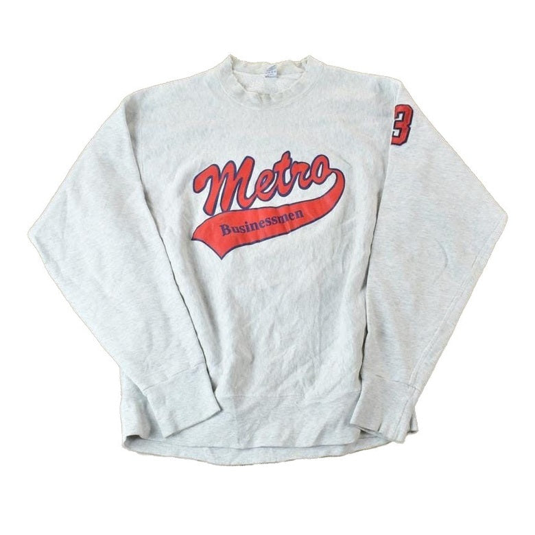 Vintage 1990s Metro Businessmen University Reverse Grain Crewneck Men's Large from propervintagecanada