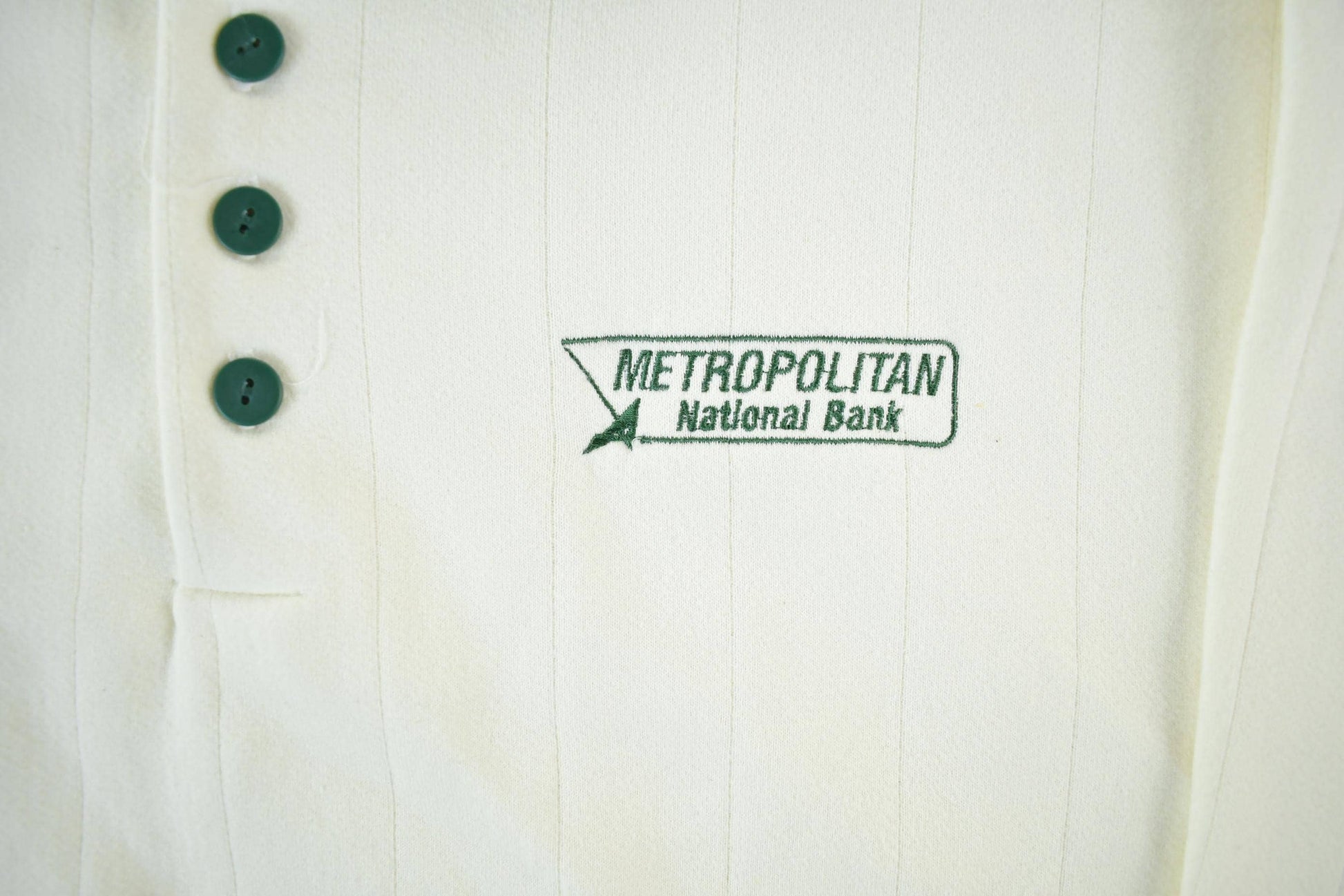 Vintage 1990s Metropolitan National Bank Collared Sweatshirt Men's XL from propervintagecanada