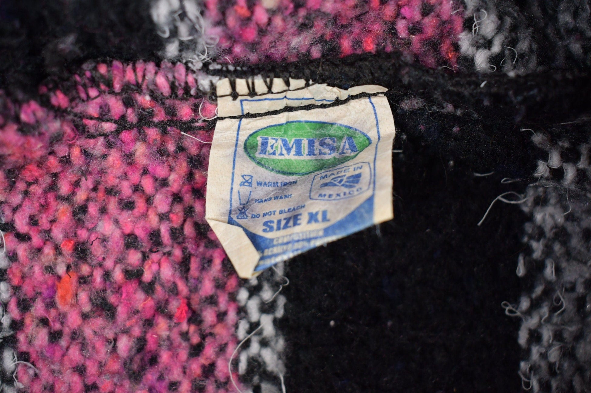 Vintage 1990s Mexican Blanket Hoodie Men's XL from propervintagecanada