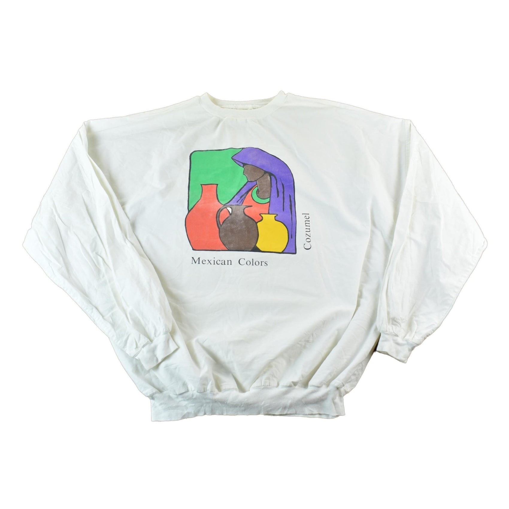 Vintage 1990s Mexican Colours Cozumel Souvenir Crewneck Sweatshirt Men's XL from propervintagecanada