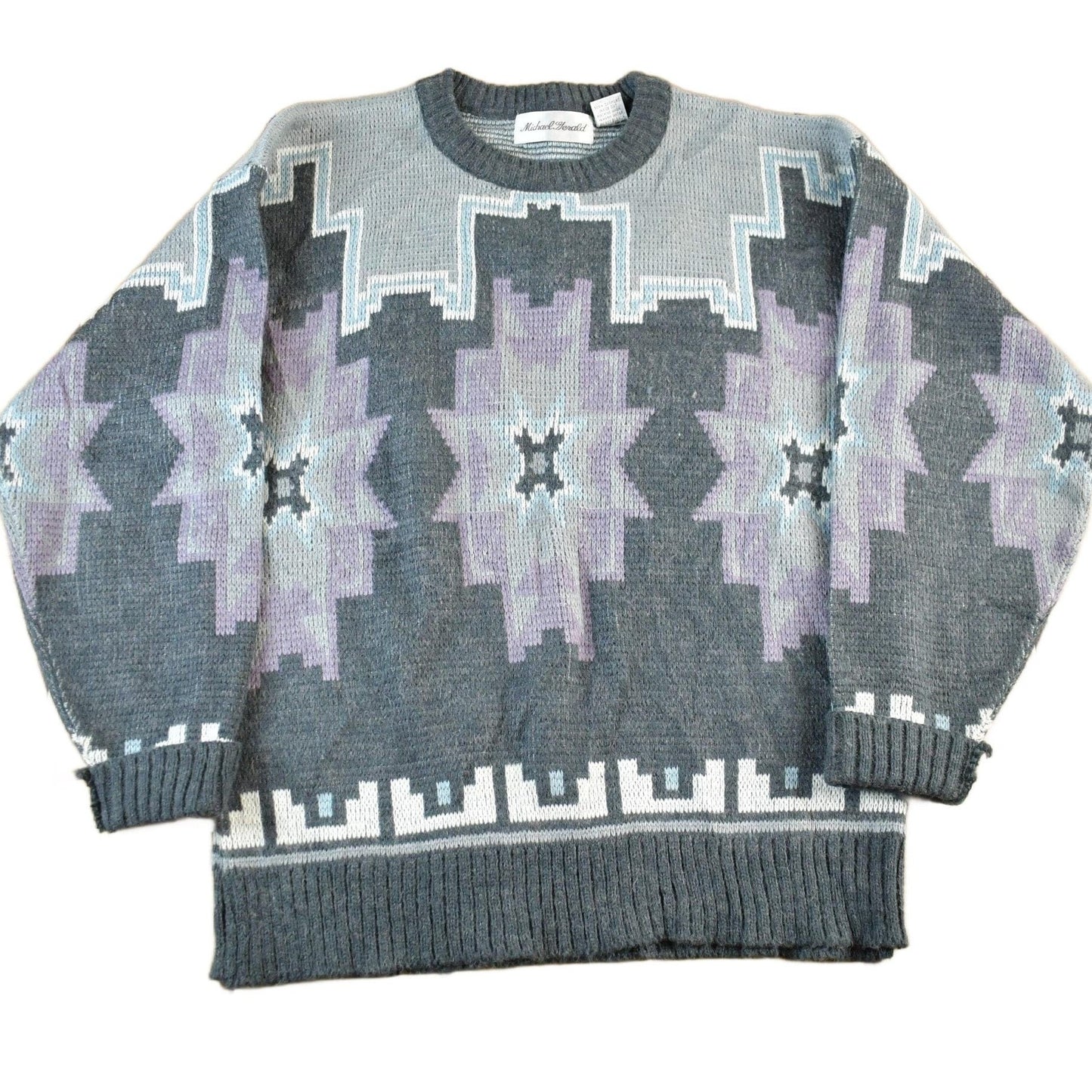 Vintage 1990s Michael Gerald Abstract Knit Sweater Men's Medium from propervintagecanada